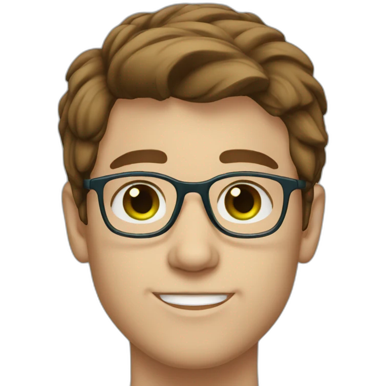 eyeglass brown haired 20 year old guy with blue-green eyes emoji