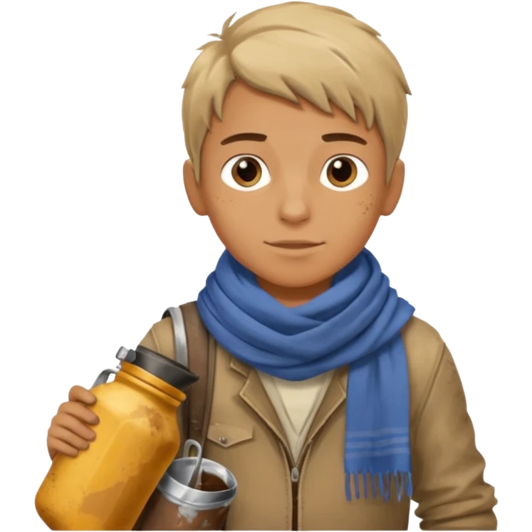 Boy + scarf + canteen,Desert Nomads. emoji