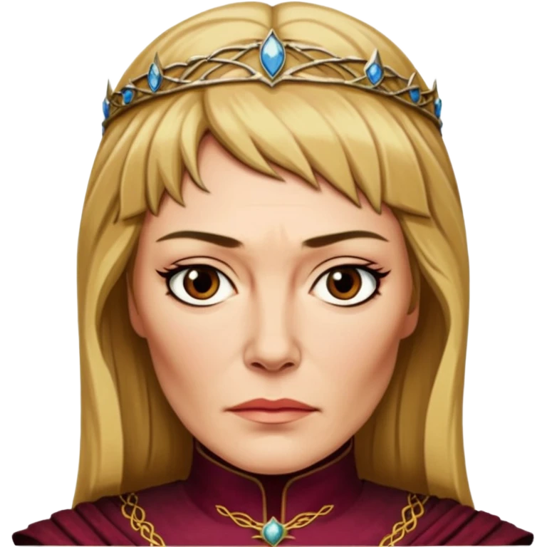 Cersei Lannister 40 years wihtout crown   from Games of throne character face only front face emoji