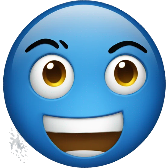 Round blue emoji with goofy face  emoji