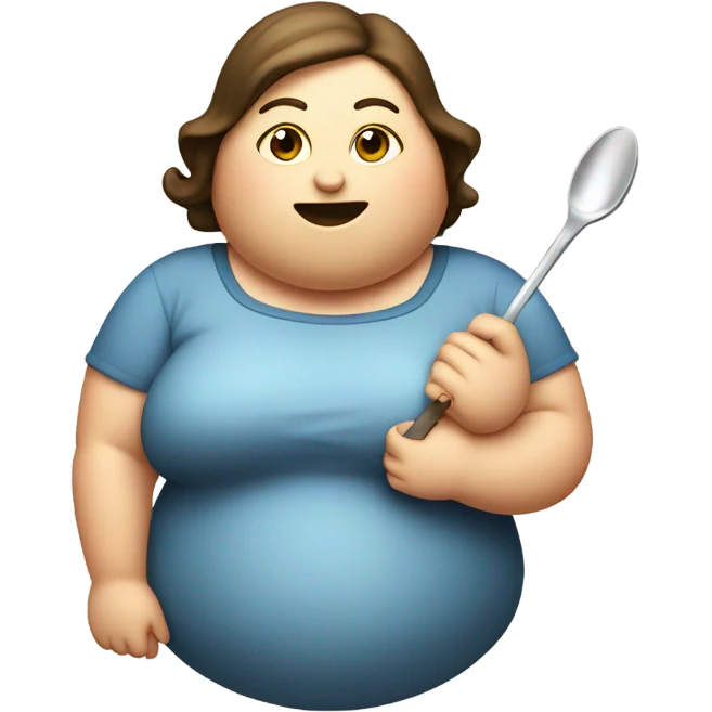 Fat girl with a spoon and lighter with sugar on her spoon and her lighter under it  emoji