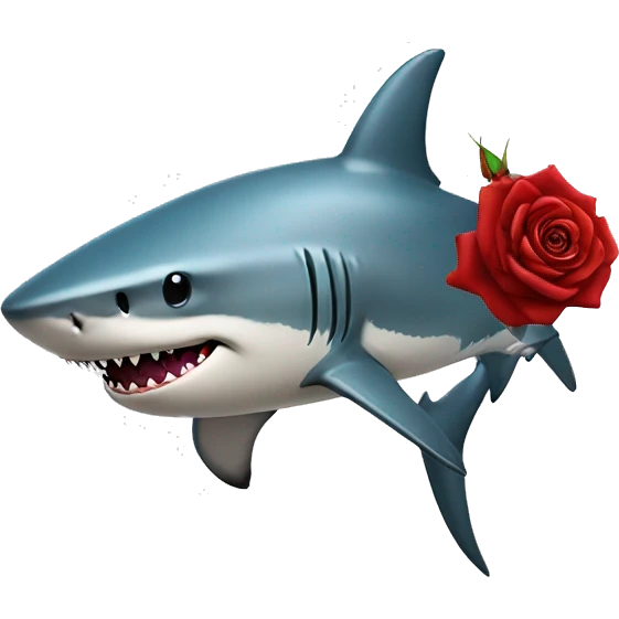 Shark with a top hat and rose emoji