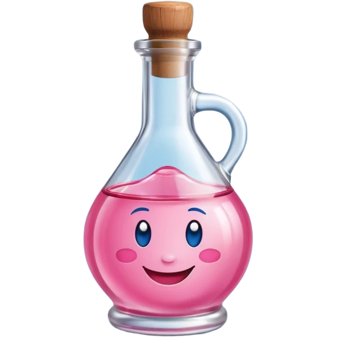 Smiling bottle of oil blue top pink outside with logo that says berry oil emoji
