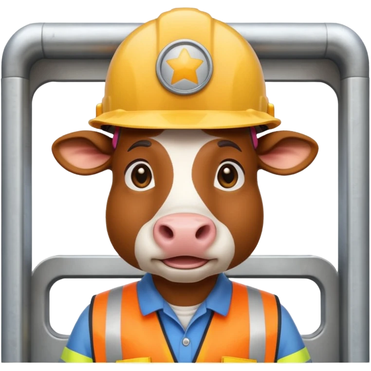 cow with a hard hat inside a toll booth emoji