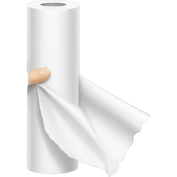 Drawing: a man's hand pulls a white paper napkin out of a round small hole of a polyethylene dispenser in the form of a cylinder emoji
