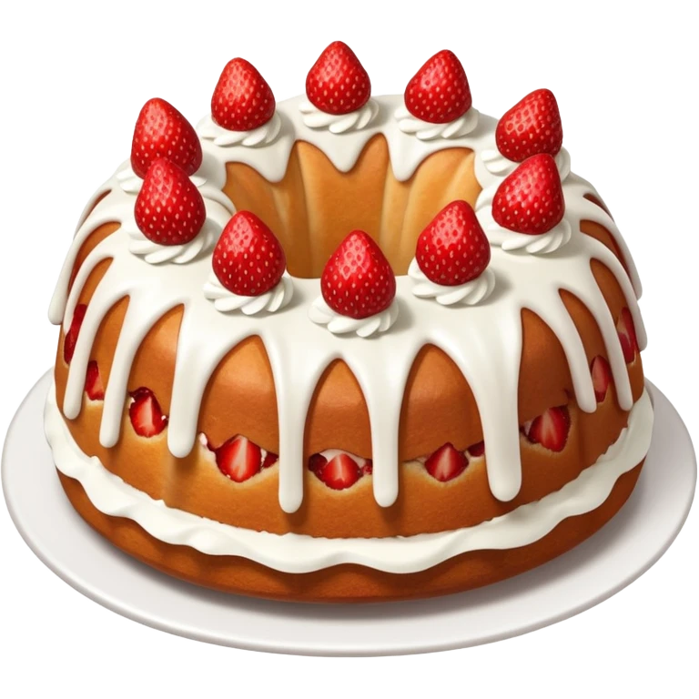 Bundt strawberry & cream cake and white frosting  emoji
