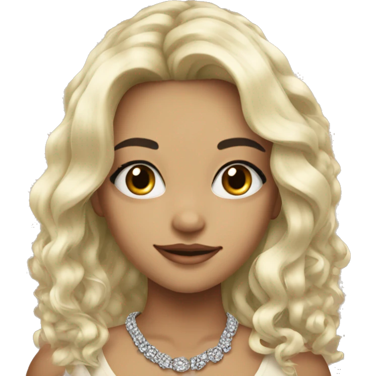 beautiful girl with necklace black hair with blond tips emoji