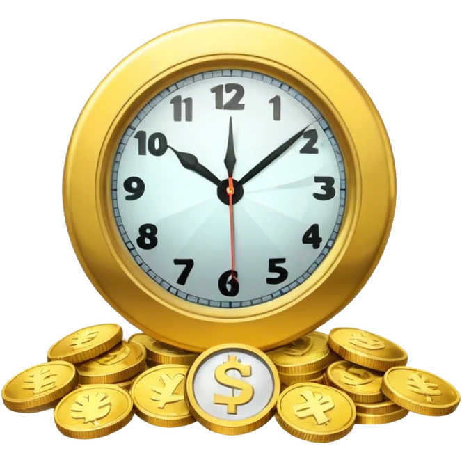 A clock ⏰ combined with coins 💰, symbolizing saving over time for retirement. emoji