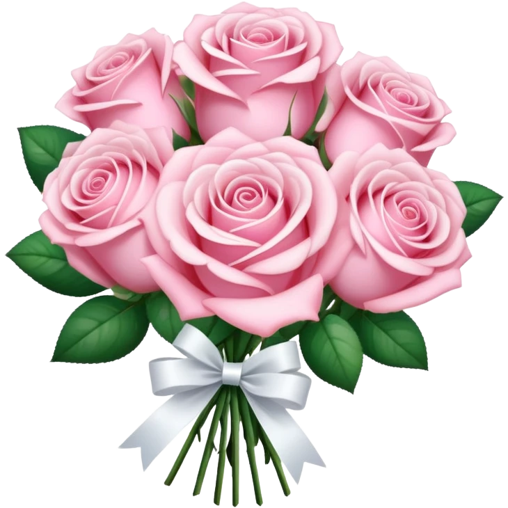 A sparkly romantic beautiful cute pretty aesthetic soft-pink rose bouquet with a ribbon emoji