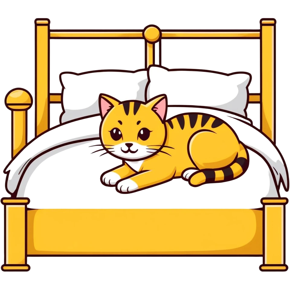 Golden cat on a bed emoji