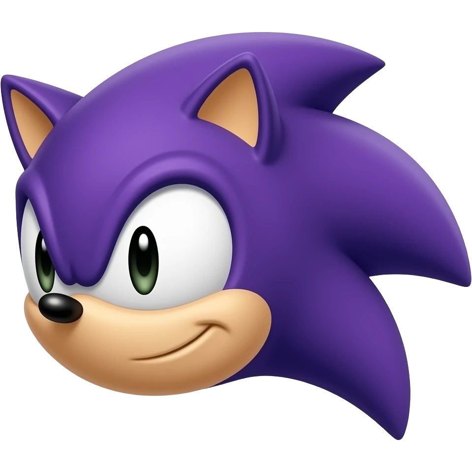 Dark purple  sonic the hedgehog is smiling with no pupil emoji