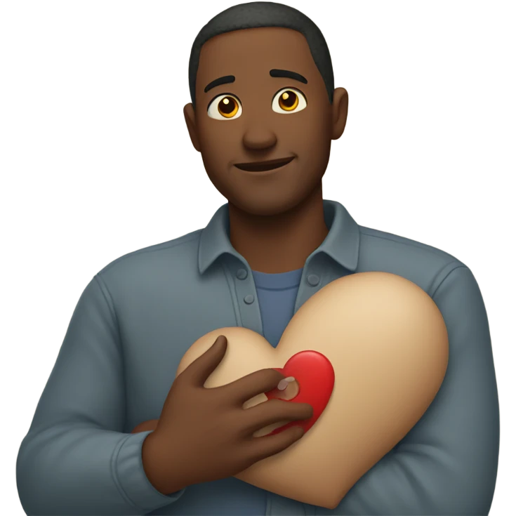Father holds his heart in his arm emoji