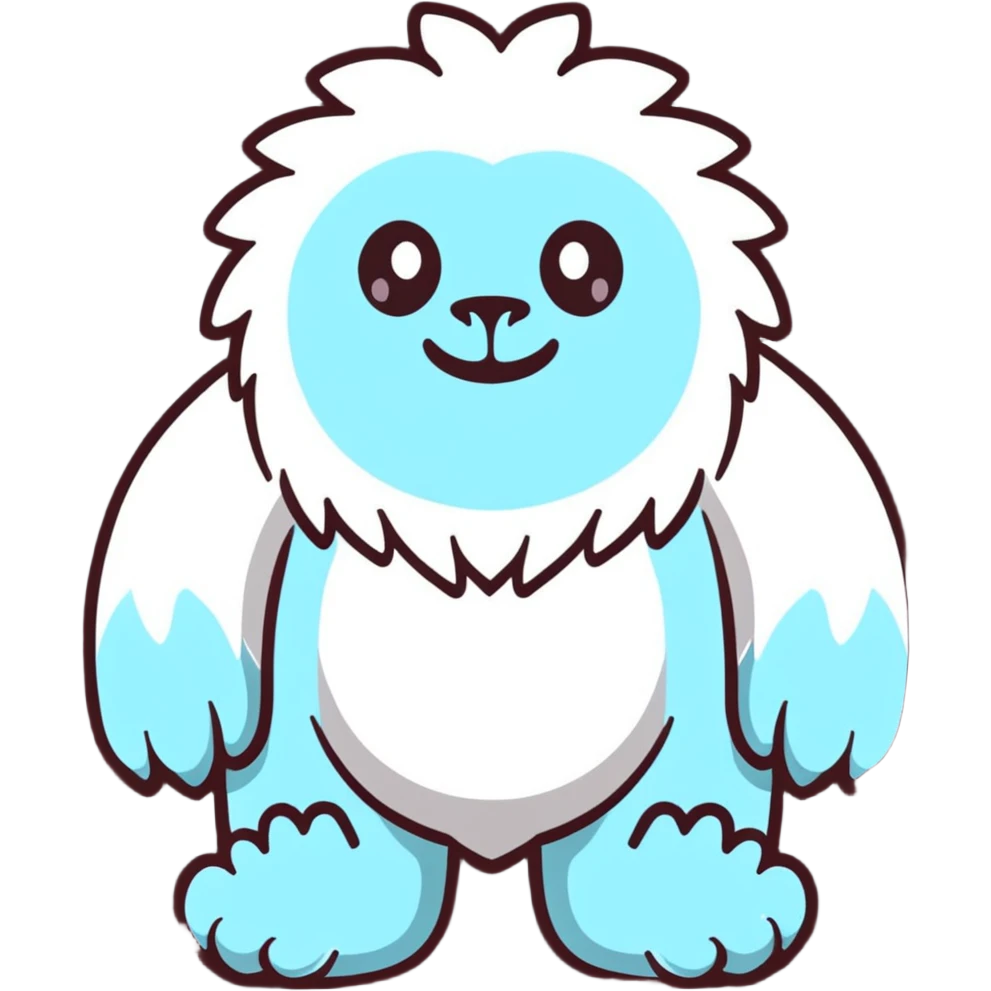 cute yeti with big feet and fur emoji