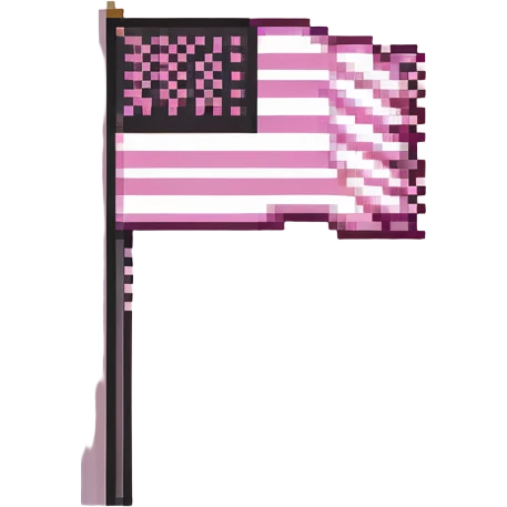 American flag with pink replacing the red, white stars on light pink background emoji