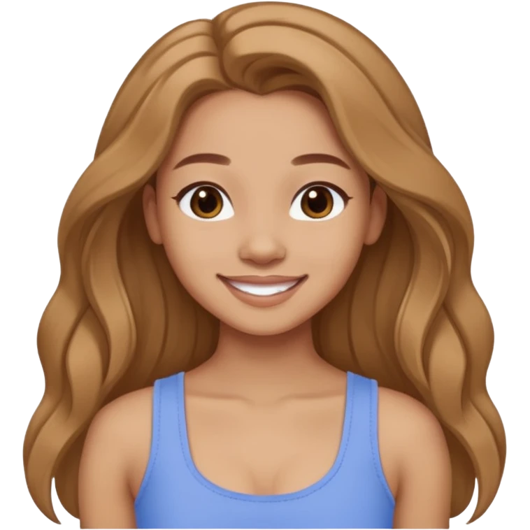 GloomyKassie with long light brown hair, periwinkle crop top emoji