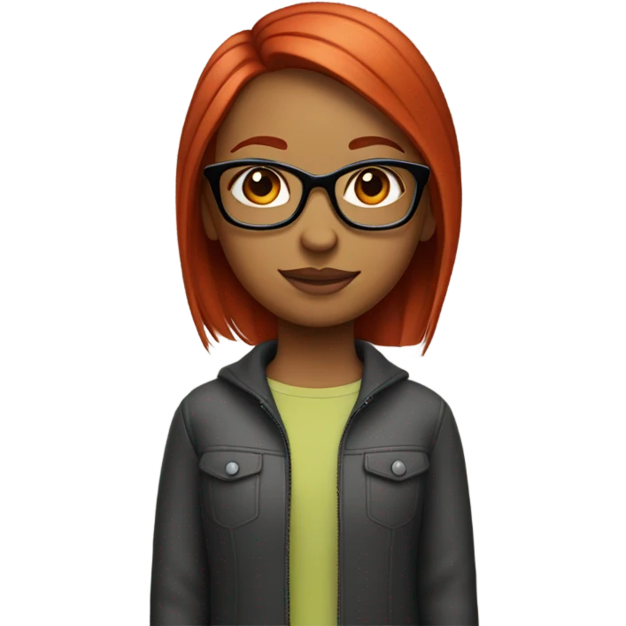 girl with glasses and earrings and straight middle length red hair emoji