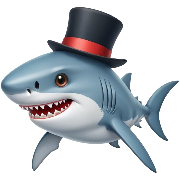 Shark with a top hat emoji