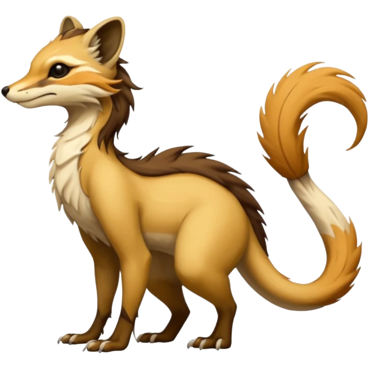 Cool furry fantasy-Vernid-creature by LiLaiRa with a long tufted tail (full body) emoji