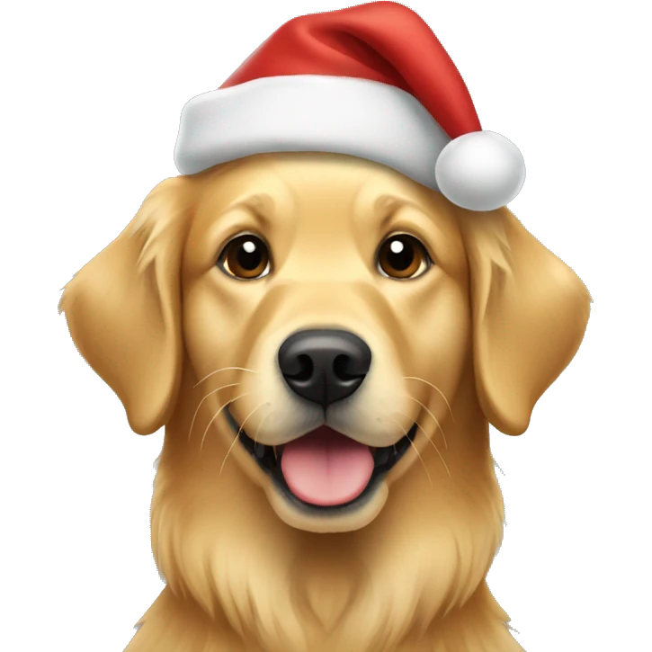 golden retriever with christmas hat  emoji