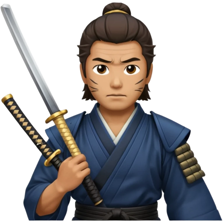 man samurai holds katana, still pose. emoji