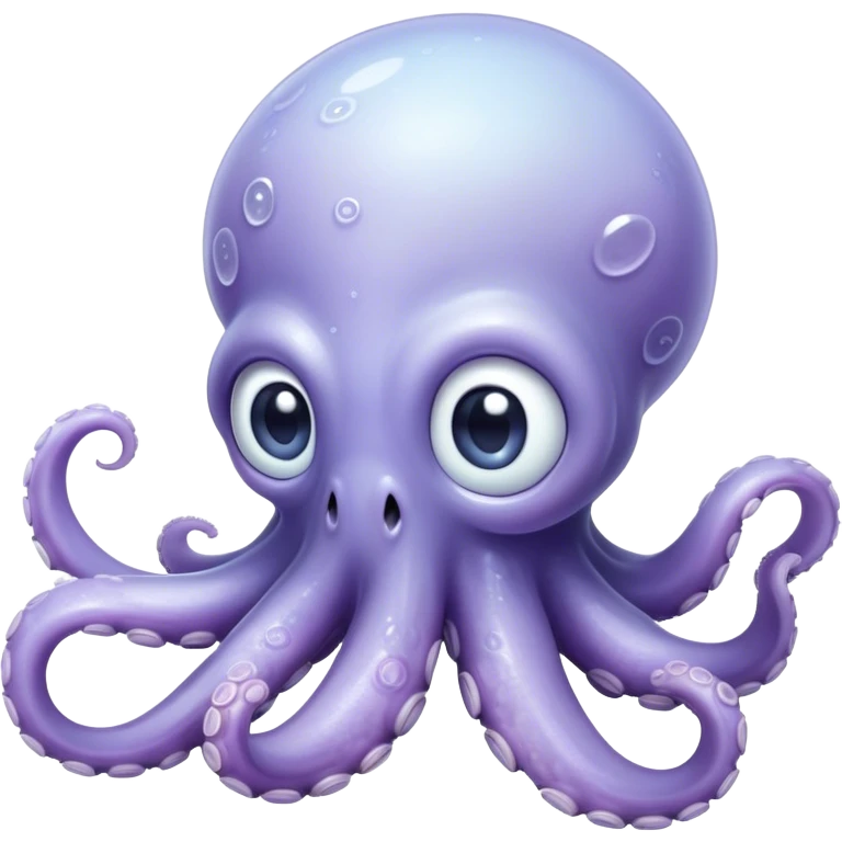 Cinematic Noble Baby Octopus Portrait Emoji, Poised and graceful, with a soft, rounded, slightly translucent body in a dreamy light blue-purple hue, large, glistening eyes full of quiet intelligence and mystery, delicate, flowing tentacles curling gently, Simplified yet sophisticated features, highly detailed, glowing with a soft, ethereal oceanic radiance, high shine, elegant and serene, stylized with an air of deep-sea wonder, focused and tranquil, soft glowing outline, capturing the essence of an otherworldly, intelligent little cephalopod, floating effortlessly in the gentle ocean currents! emoji