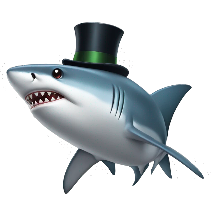 Shark with a top hat emoji