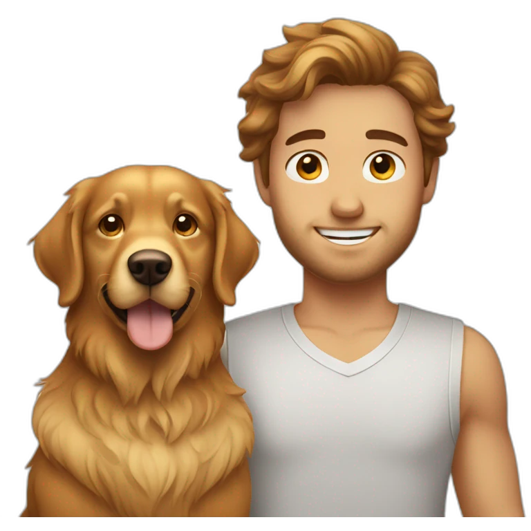brown haired guy with golden retriever emoji