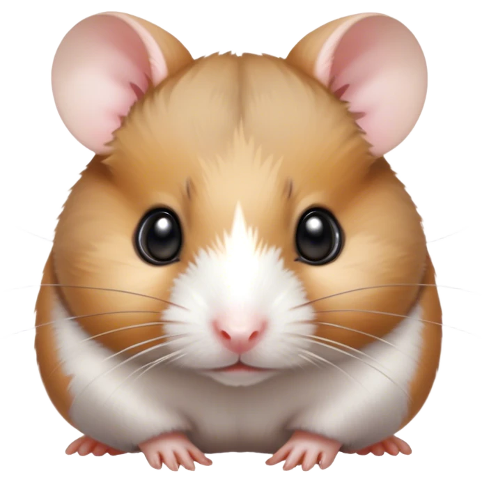 Cinematic Noble Brown and White Banded Hamster Portrait Emoji, Poised and regal, with a tiny, compact build and a uniquely patterned coat of warm brown and crisp white bands, deep-set soulful dark eyes, Simplified yet sharp and sophisticated features, highly detailed, glowing with a soft, dignified glow, high shine, intelligent and charming, stylized with an air of distinctive elegance, focused and attentive, soft glowing outline, capturing the essence of a watchful and confident rodent, so majestic it feels as though it could scurry out of the screen with effortless authority! emoji