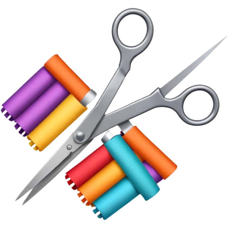 rolled fabric with scissors emoji