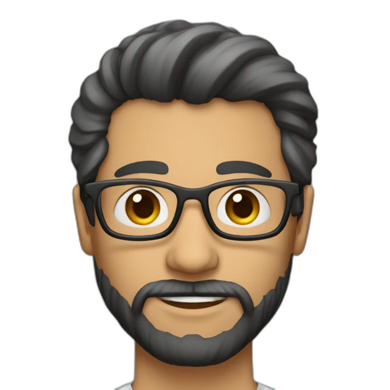 homem careca, branco, de óculos e barba emoji