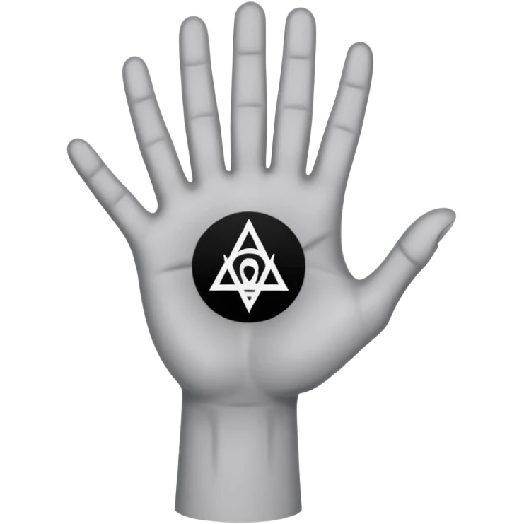 light grey hand with a black occult symbol on the palm and wrist slit emoji