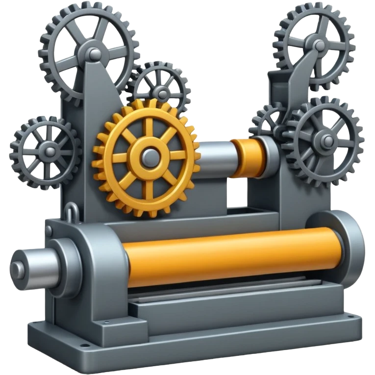 factory with gears and conveyor belt, emoji style emoji