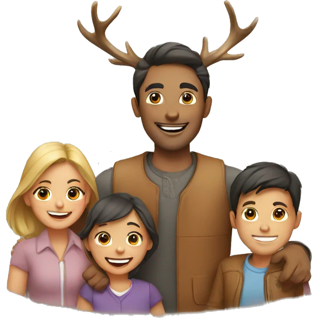happy family with a deer emoji