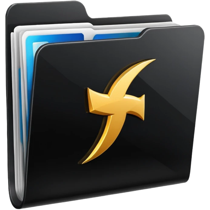 black folder flash file with a finance company logo
 emoji