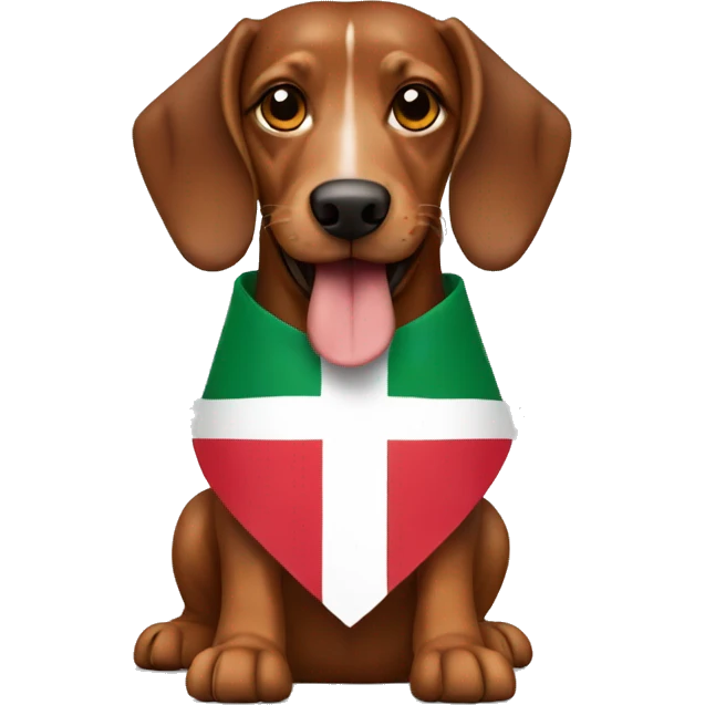 Brown teckel holding a lebanese flag  emoji