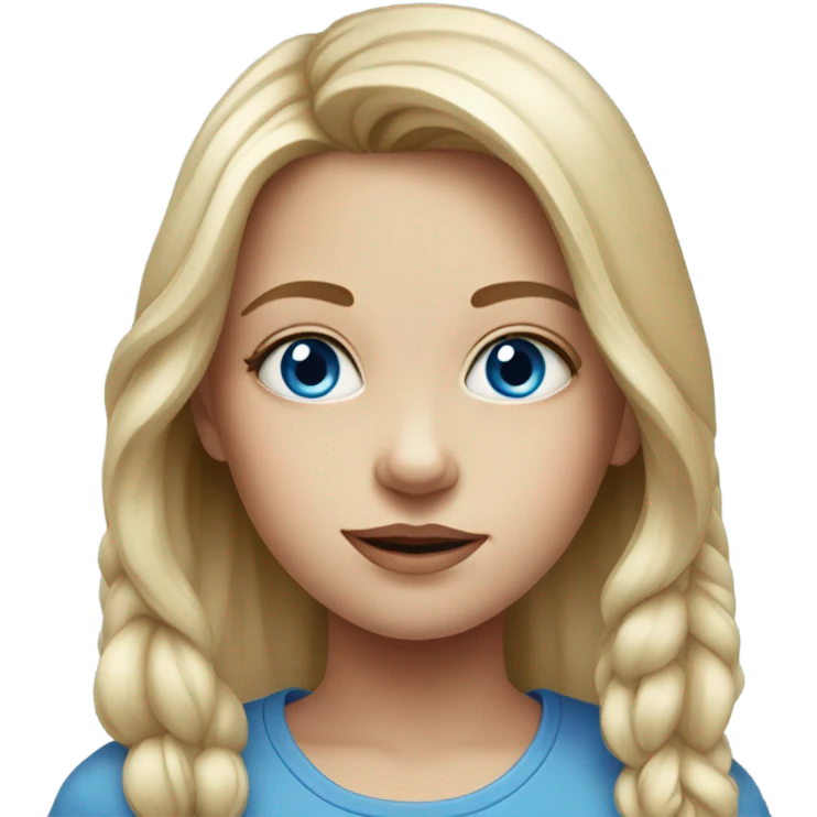 realistic girl portrait with blue eyes emoji