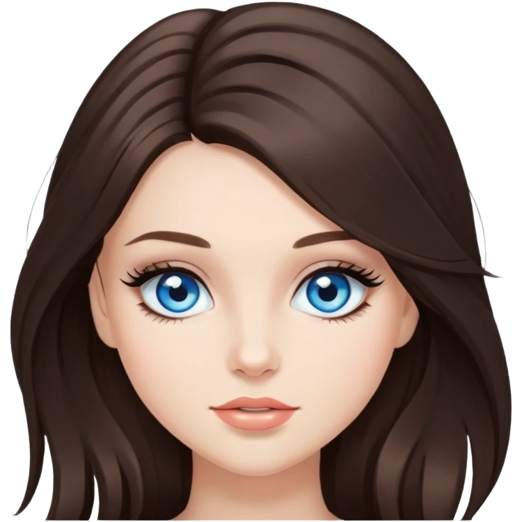 Beauty girl brunette And blue eyes with extensions Lashes  emoji