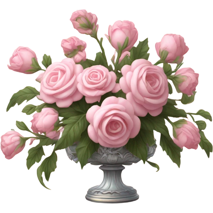 Realistic, detailed rococo flowers centerpiece, light pink emoji
