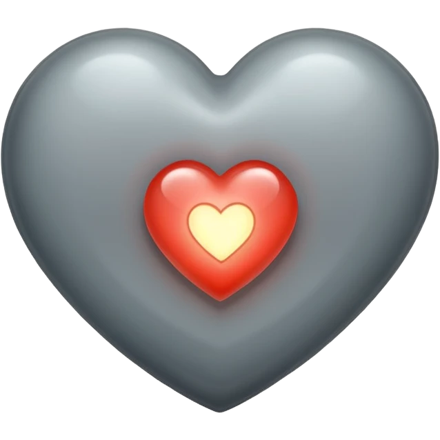 An old and barren grey heart with a small glowing transparent heart inside it emoji