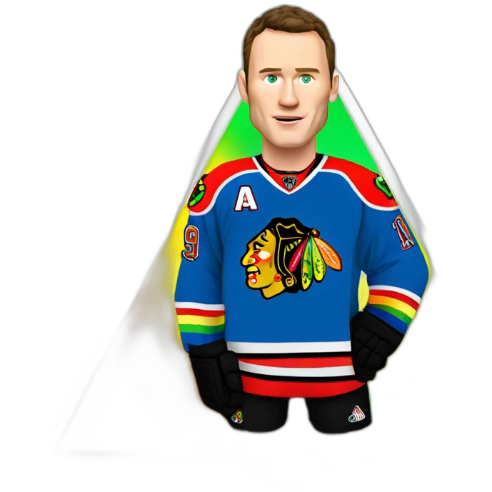 Jonathan Toews in rainbow triangle emoji