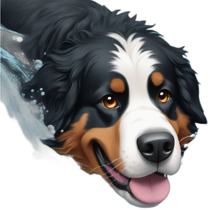 Bernese mountain dog swimming emoji