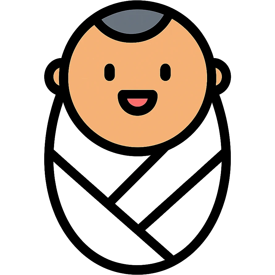 lightly tanned baby swaddled in a white blanket icon emoji
