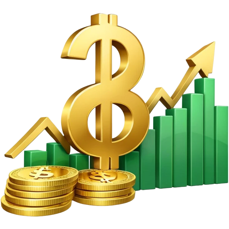 capitalism with dollar signs and stock market chart going up emoji