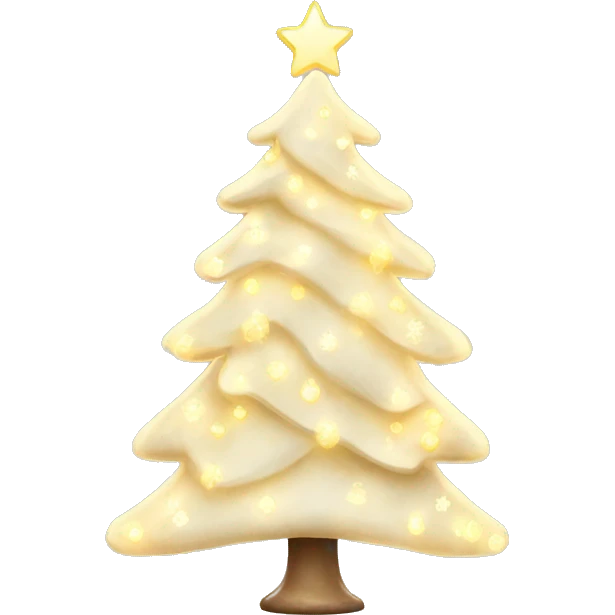A light pastel Christmas tree with warm yellow lights and white decor  emoji