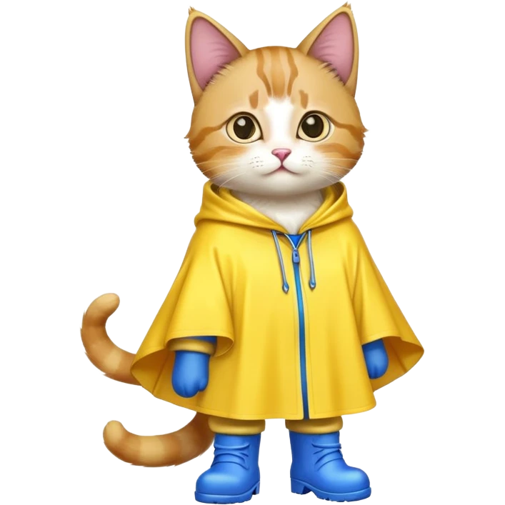 Cat wearing rain poncho and boots emoji