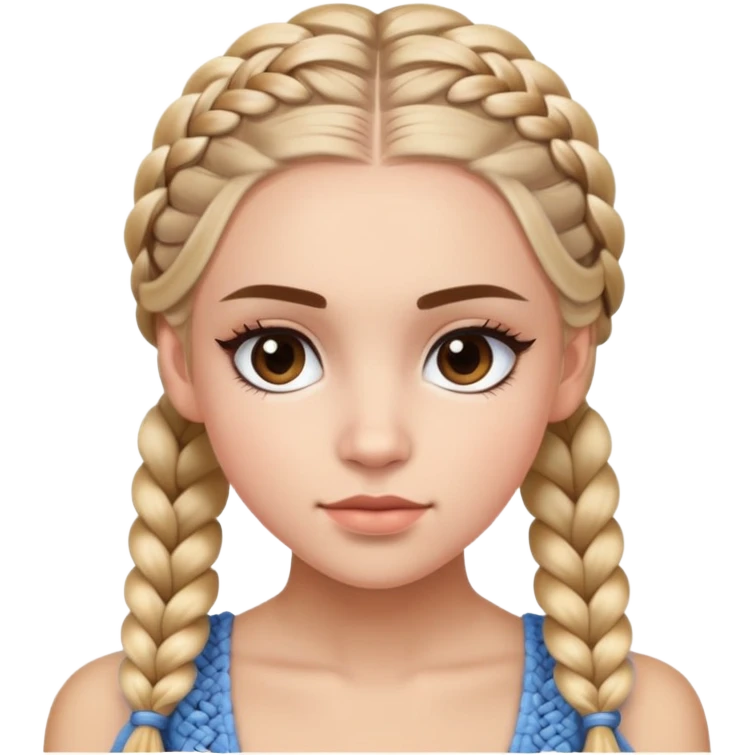 Beautiful character with Dutch braids, long dramatic eyelashes, and a very attractive face emoji