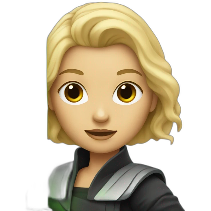 Blonde woman with lightsaber emoji