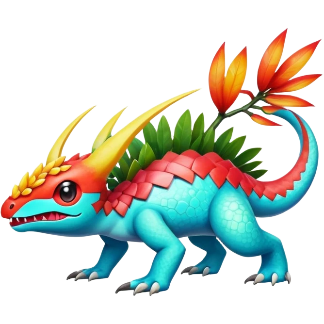 Colorful Exotic Tropical Pokémon-Fakémon-hybrid-creature (full body) emoji