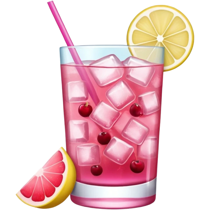 Pink cocktail with ice and fruits emoji
