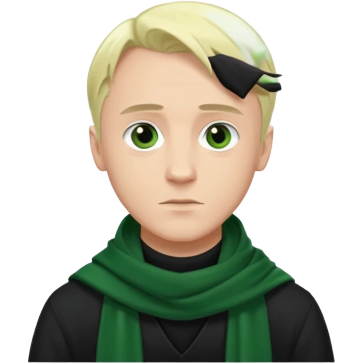 draco malfoy, black shirt,  green scarf emoji